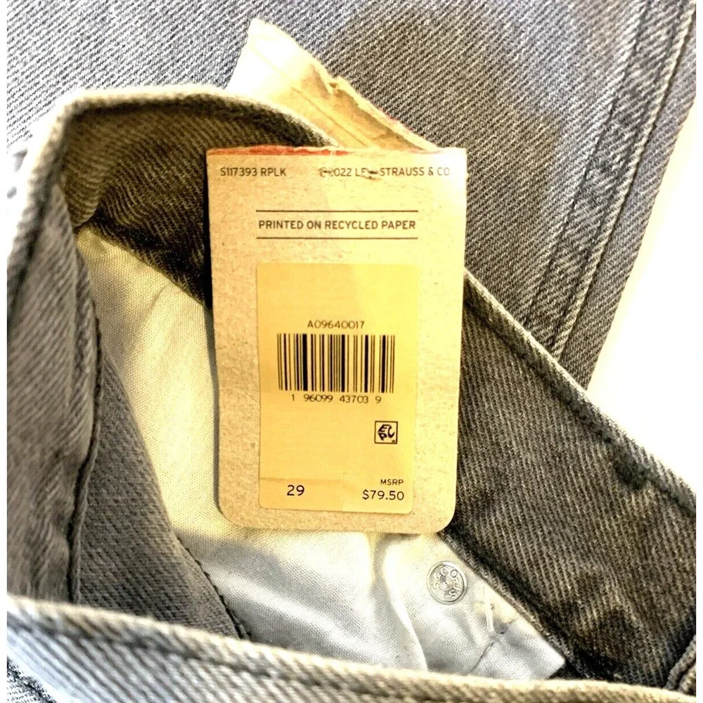NEW Levis Jeans Womens 29 Gray Lo Pro Straight Leg Mid Rise 100% Cotton Splatter